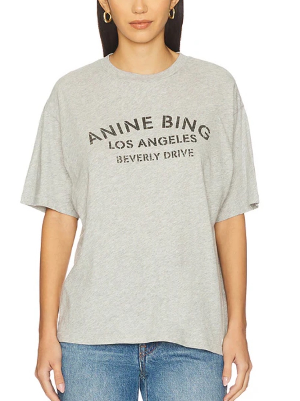 Anine Bing Cohen La Beverly Hills Tee in Washed Heather Grey NWT